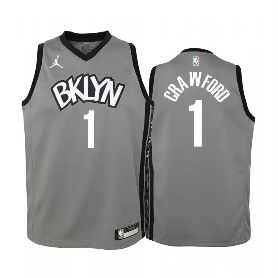 Youth Jamal Crawford Brooklyn Nets Gray Statet Jersey Jumpman - JS319