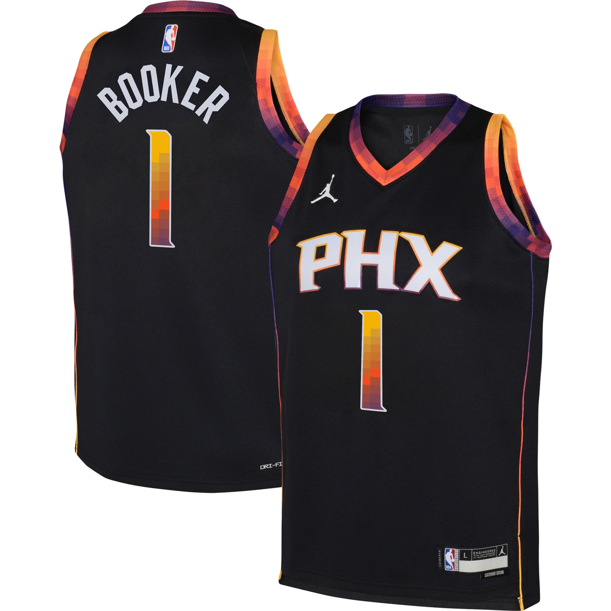 Youth Jordan Brand Devin Booker Black Phoenix Suns Swingman Jersey - Statement Edition - JS744