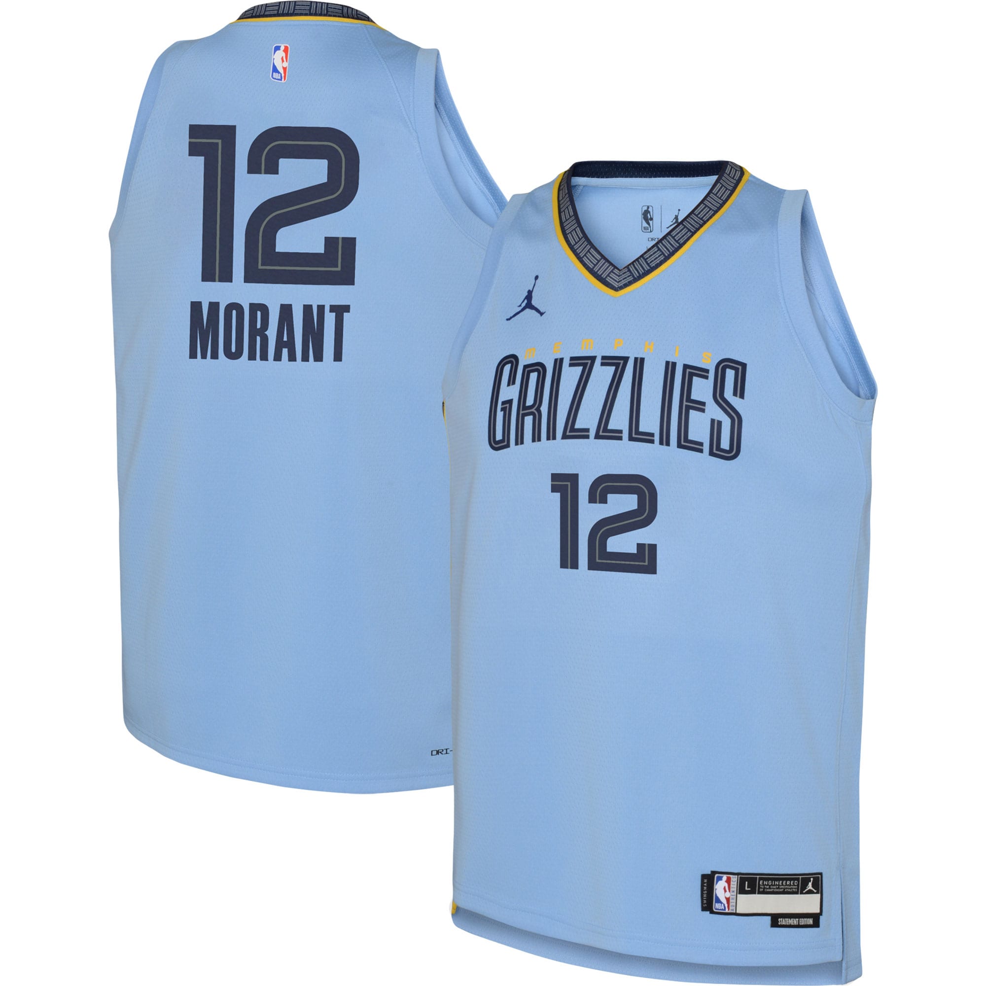 Youth Jordan Brand Ja Morant Light Blue Memphis Grizzlies Swingman Jersey - Statement Edition - JS731