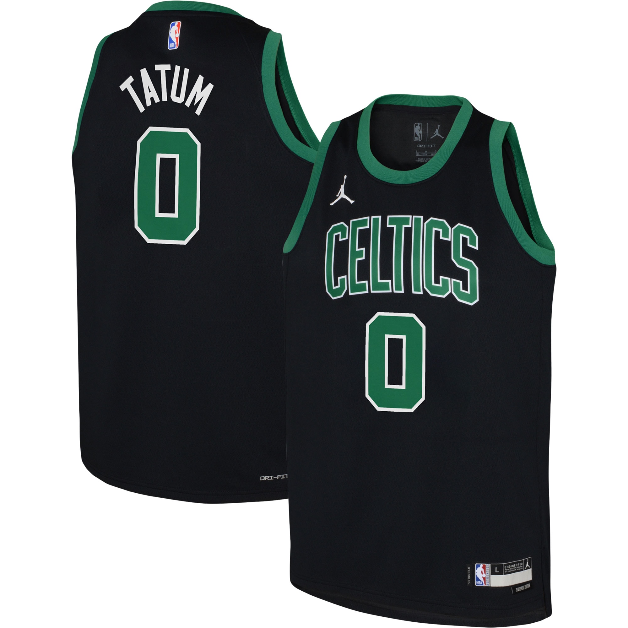 Youth Jordan Brand Jayson Tatum Black Boston Celtics Swingman Jersey - Statement Edition - JS620