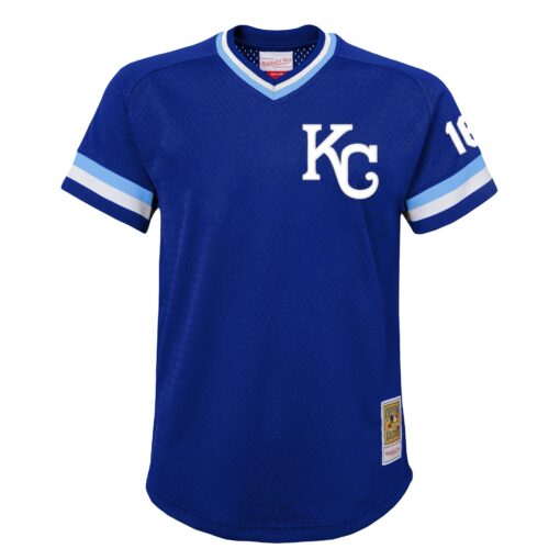 Youth Kansas City Royals Bo Jackson Mitchell & Ness Royal Cooperstown Collection Mesh Batting Practice Jersey - Image 2