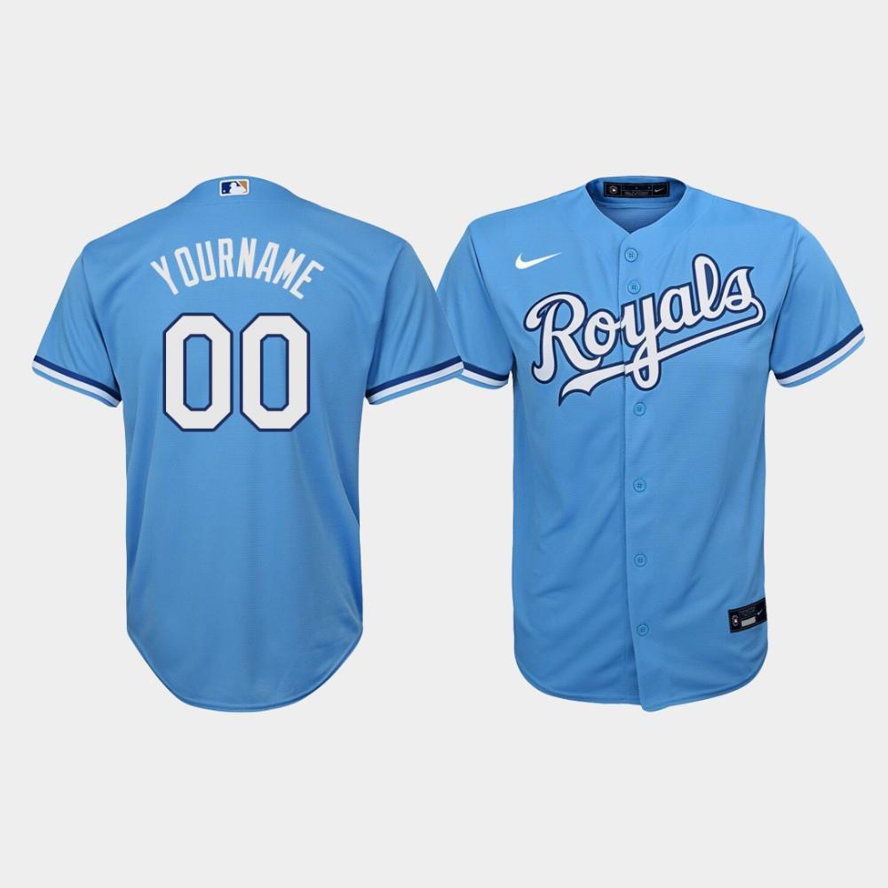 Youth Kansas City Royals Custom 00 Light Blue Alternate Jersey Jersey
