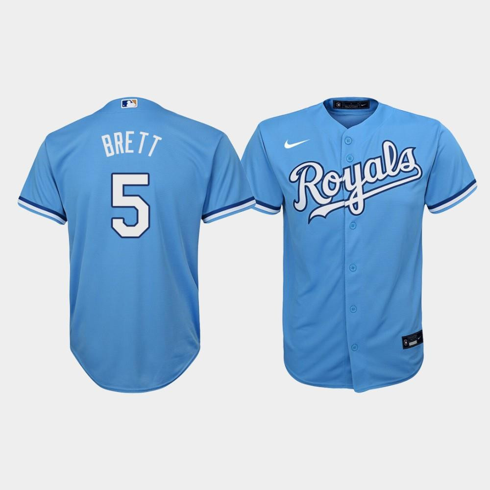 Youth Kansas City Royals George Brett 5 Light Blue Alternate Jersey Jersey