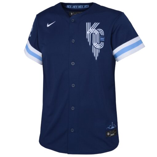 Youth Kansas City Royals Navy City Connect Jersey - Image 2