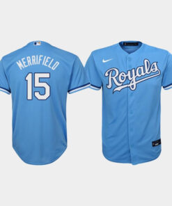Youth Kansas City Royals Whit Merrifield 15 Light Blue Alternate Jersey Jersey