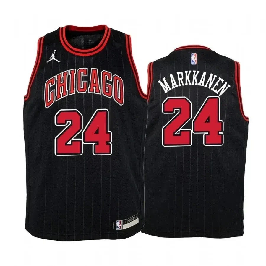 Youth Lauri Markkanen Chicago Bulls Black Statet Jersey Jumpman - JS686