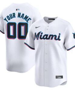 Youth Miami Marlins White Home Limited Custom Jersey