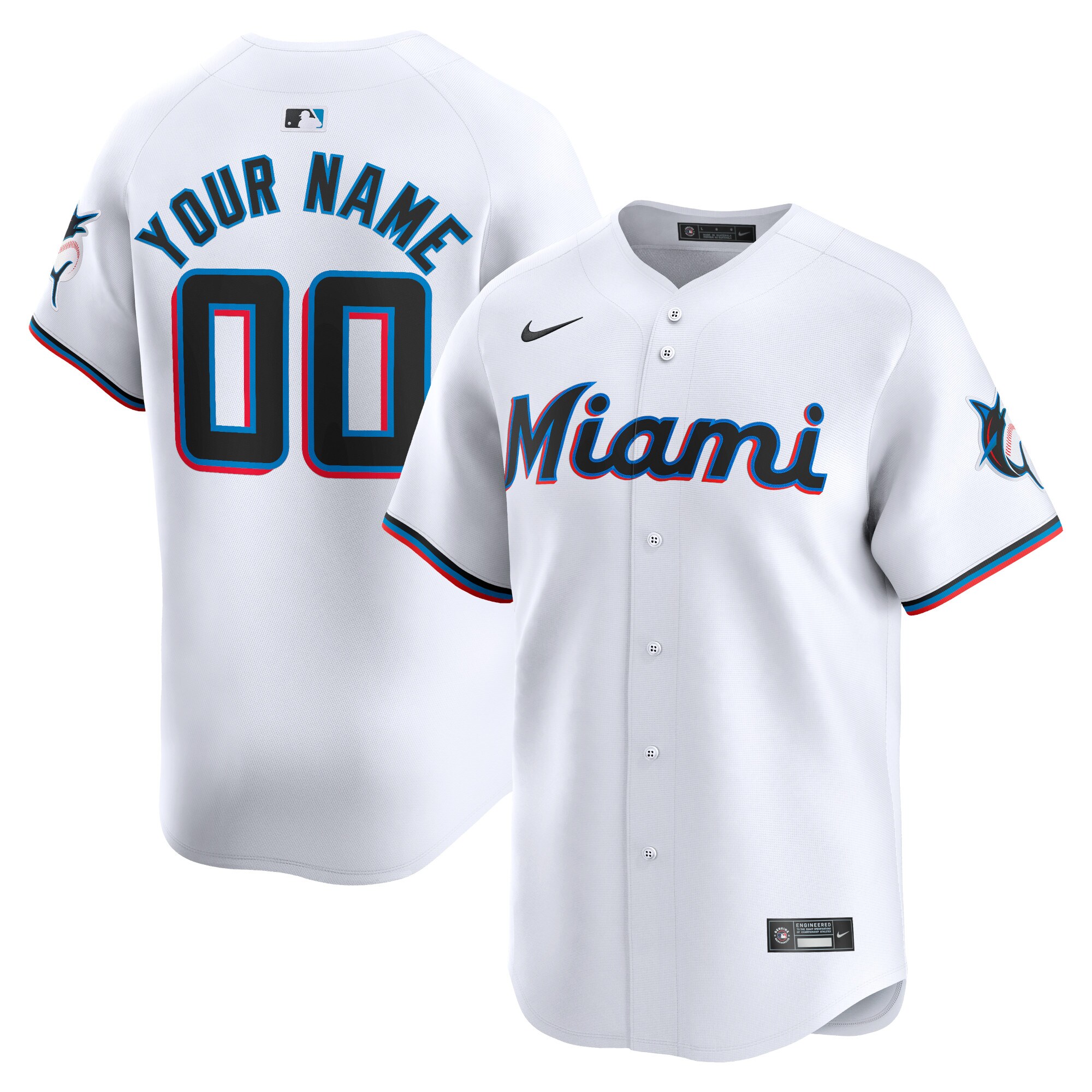 Youth Miami Marlins White Home Limited Custom Jersey