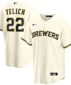 Youth Milwaukee Brewers Christian Yelich Cream Home Player Jersey