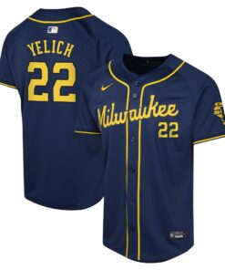 Youth Milwaukee Brewers Christian Yelich Navy Alternate Limited Player Jersey