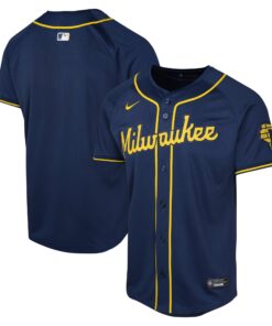 Youth Milwaukee Brewers Navy Alternate Limited Jersey