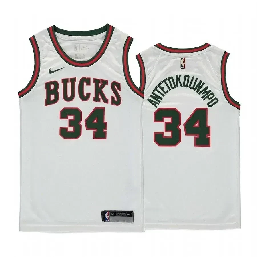 Youth Milwaukee Bucks 34 Giannis Antetokounmpo White Hardwood Classics Jersey - JS636