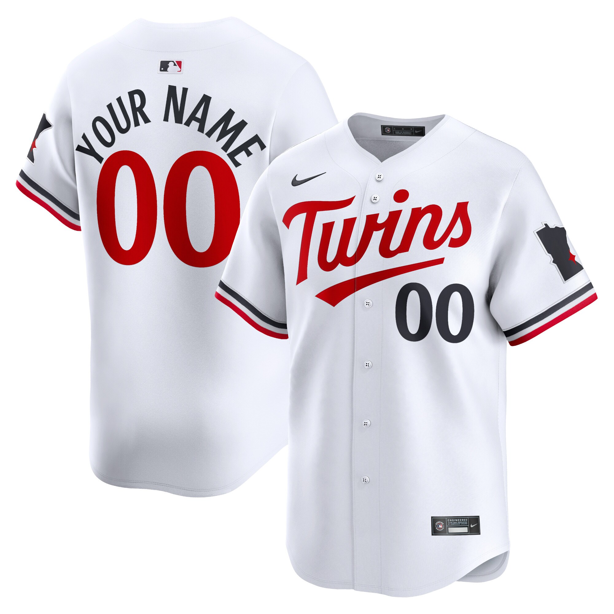 Youth Minnesota Twins White Home Limited Custom Jersey