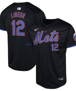 Youth New York Mets Francisco Lindor Black Alternate Limited Player Jersey
