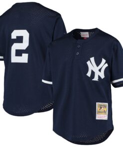 Youth New York Yankees Derek Jeter Mitchell & Ness Navy Cooperstown Collection Mesh Batting Practice Jersey