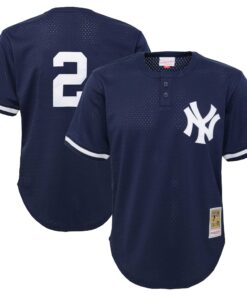 Youth New York Yankees Derek Jeter Mitchell & Ness Navy Cooperstown Collection Mesh Batting Practice Jersey
