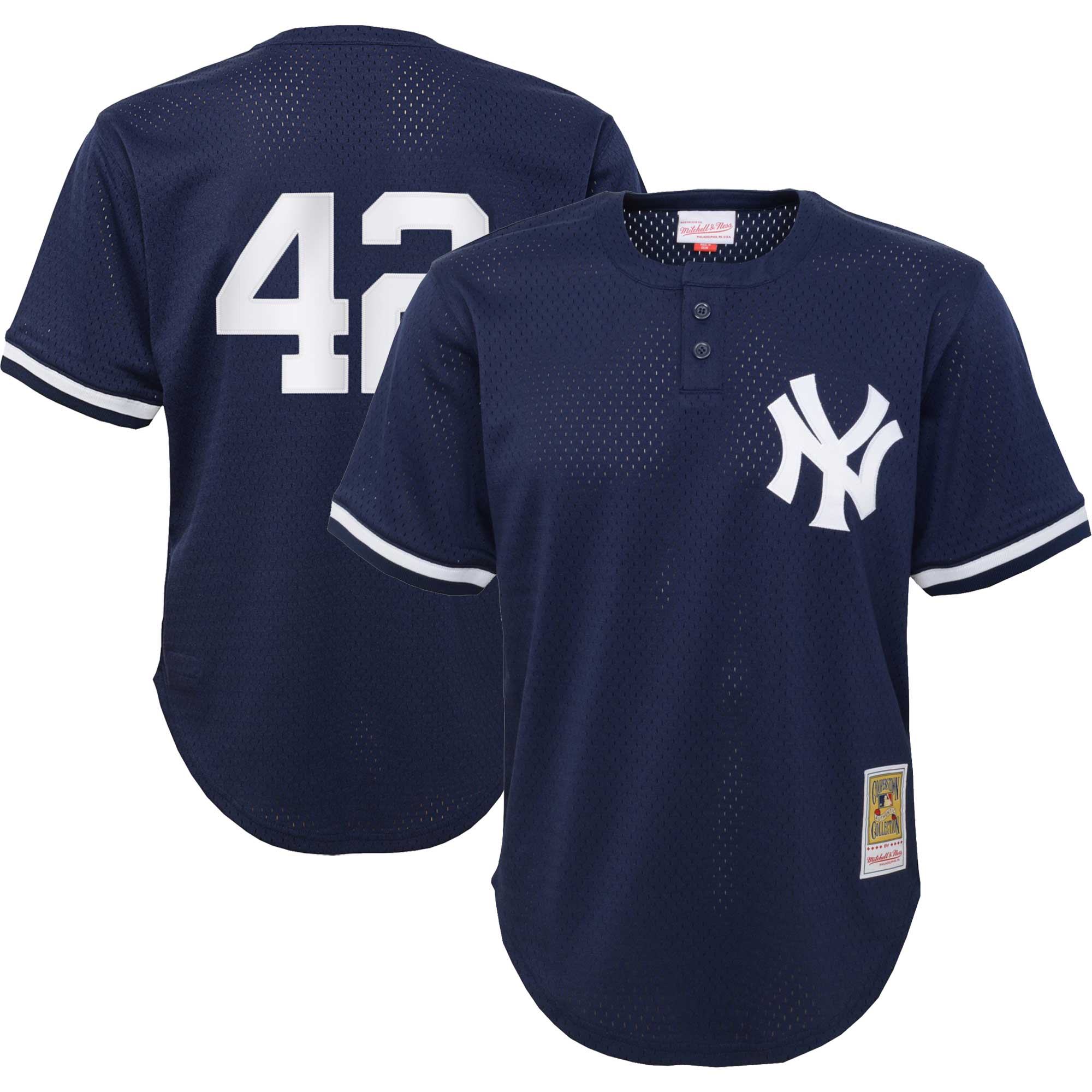 Youth New York Yankees Mariano Rivera Mitchell & Ness Navy Cooperstown Collection Mesh Batting Practice Jersey