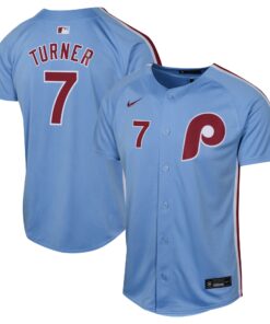 Youth Philadelphia Phillies Trea Turner Light Blue Alternate Limited Player Jersey