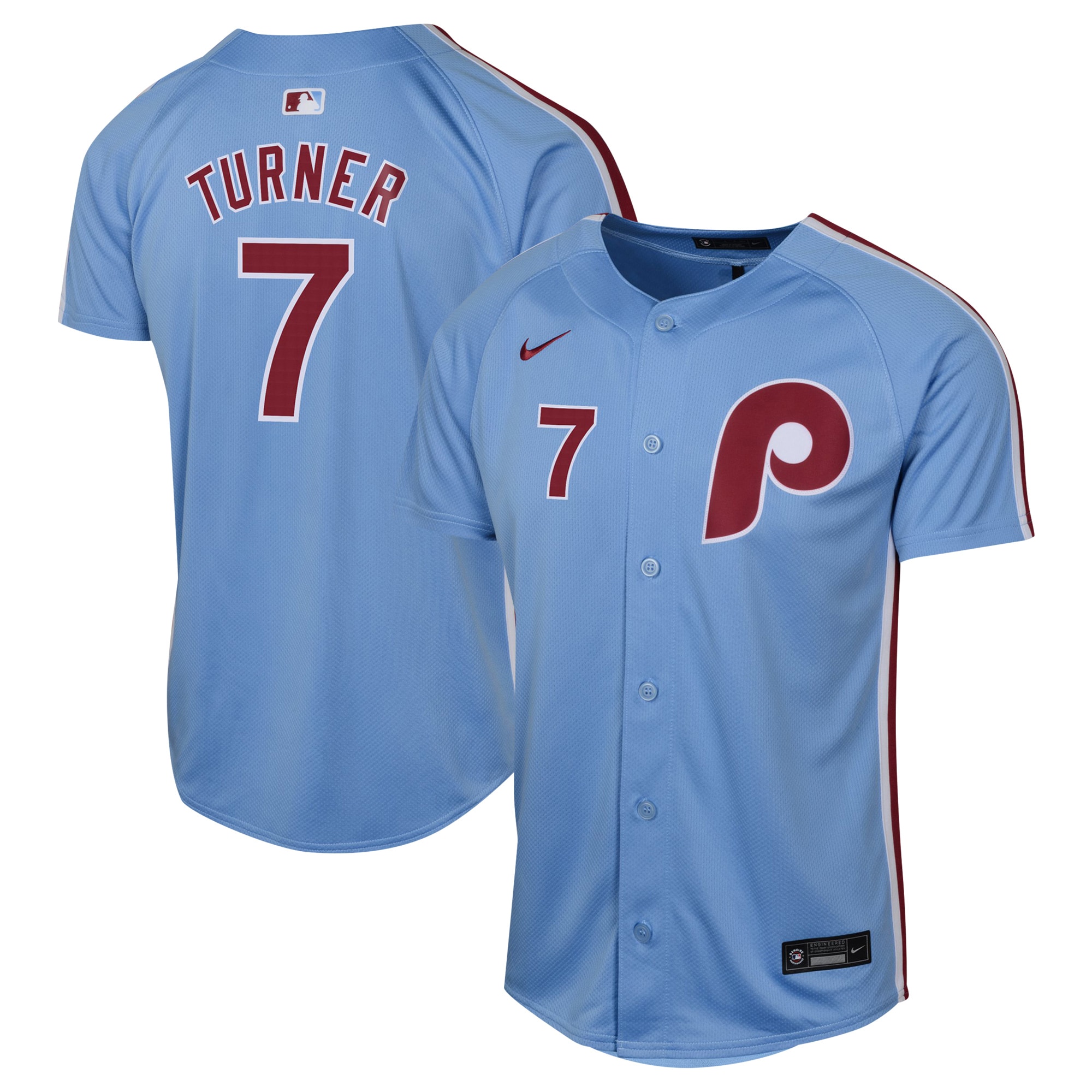 Youth Philadelphia Phillies Trea Turner Light Blue Alternate Limited Player Jersey