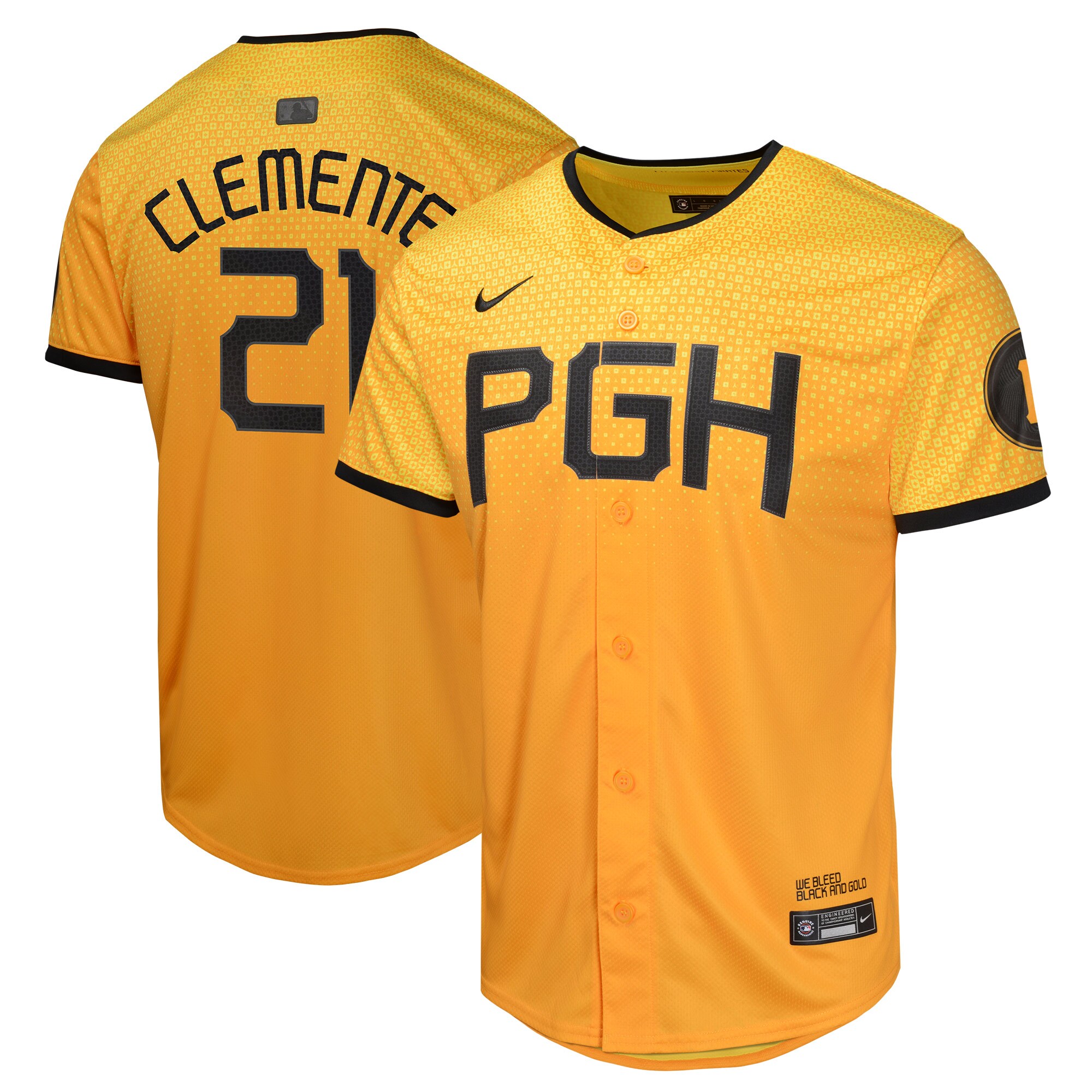 Youth Pittsburgh Pirates Roberto Clemente Gold City Connect Limited Player Jersey