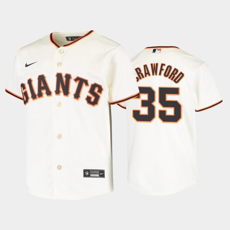 Youth San Francisco Giants 35 Brandon Crawford Cream Home Jersey Jersey
