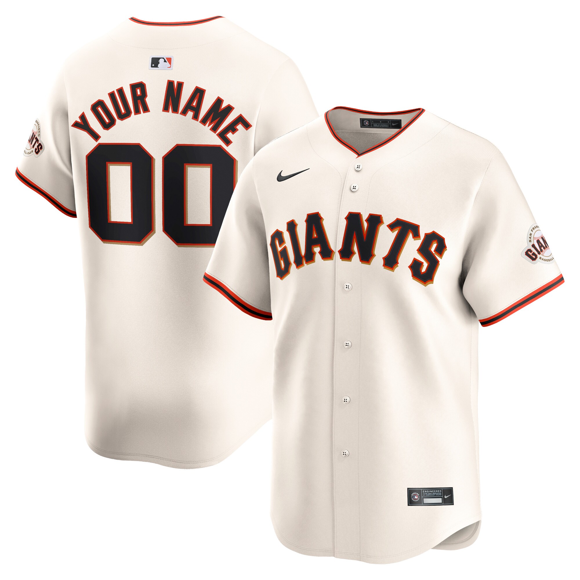 Youth San Francisco Giants Cream Home Limited Custom Jersey