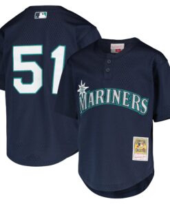 Youth Seattle Mariners Ichiro Suzuki Mitchell & Ness Navy Cooperstown Collection Mesh Batting Practice Jersey