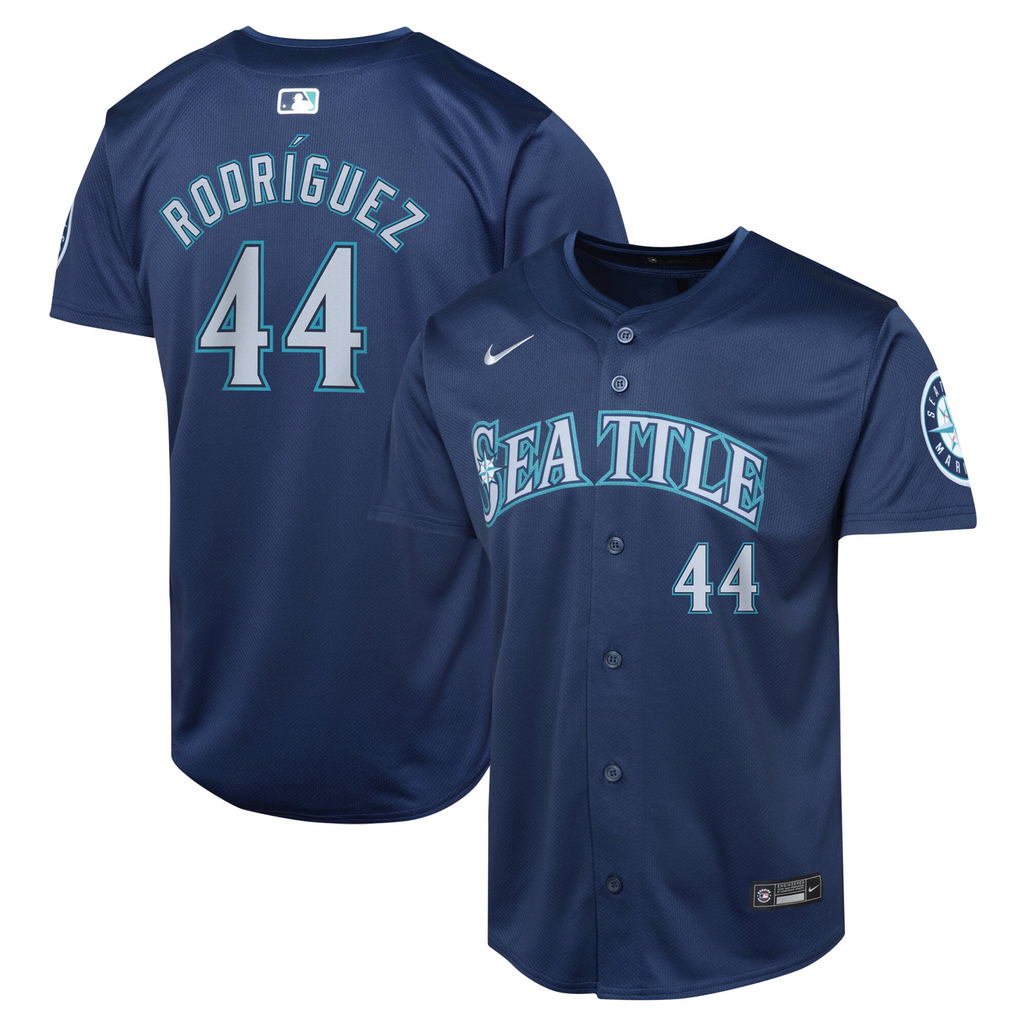 Youth Seattle Mariners Julio RodrÃ­guez Navy Road Limited Player Jersey
