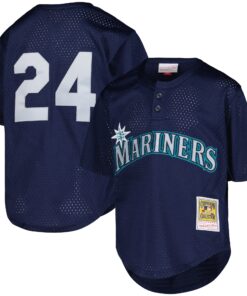 Youth Seattle Mariners Ken Griffey Jr. Mitchell & Ness Navy Cooperstown Collection Mesh Batting Practice Jersey