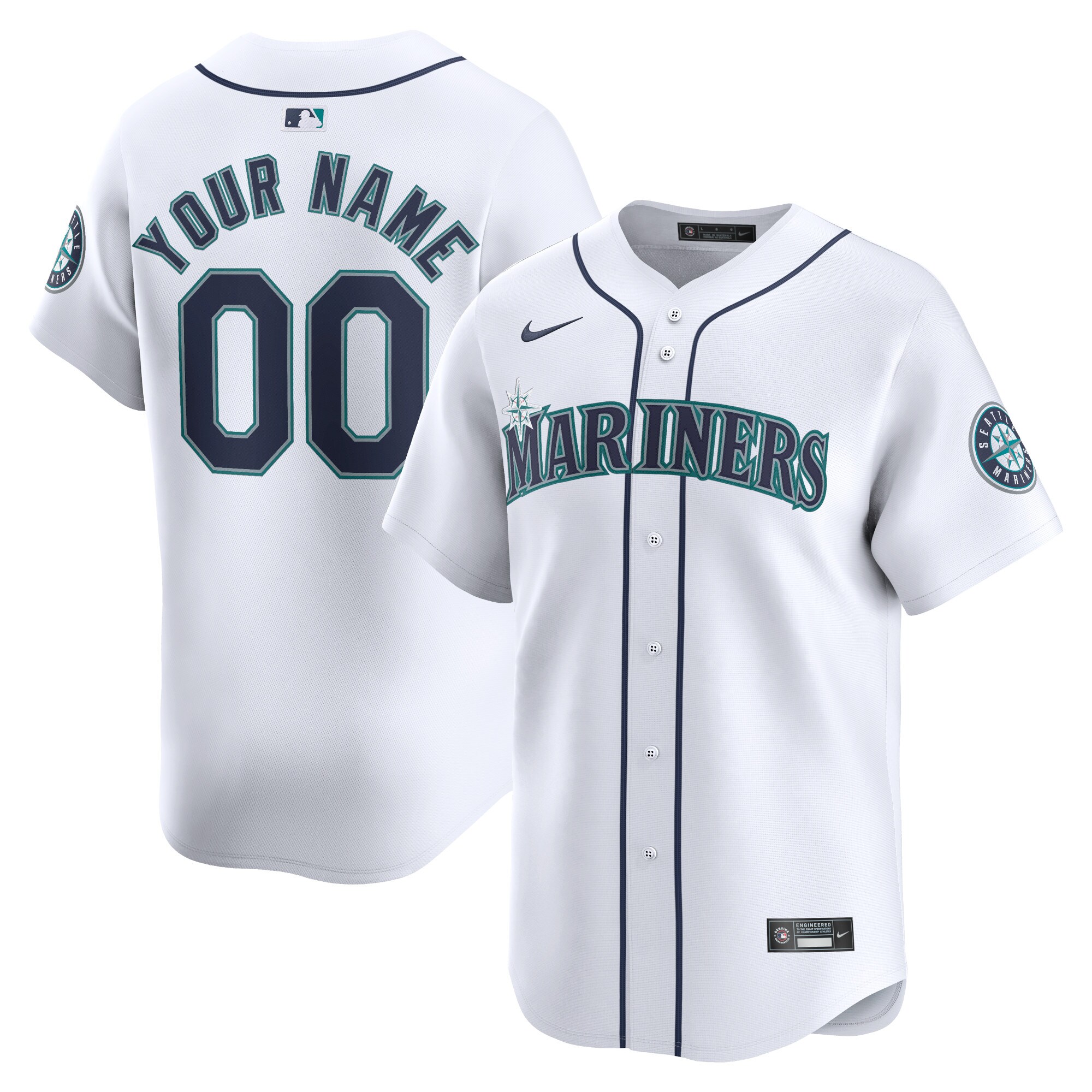 Youth Seattle Mariners White Home Limited Custom Jersey
