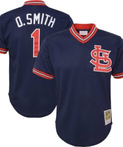 Youth St. Louis Cardinals Ozzie Smith Mitchell & Ness Navy Cooperstown Collection Mesh Batting Practice Jersey