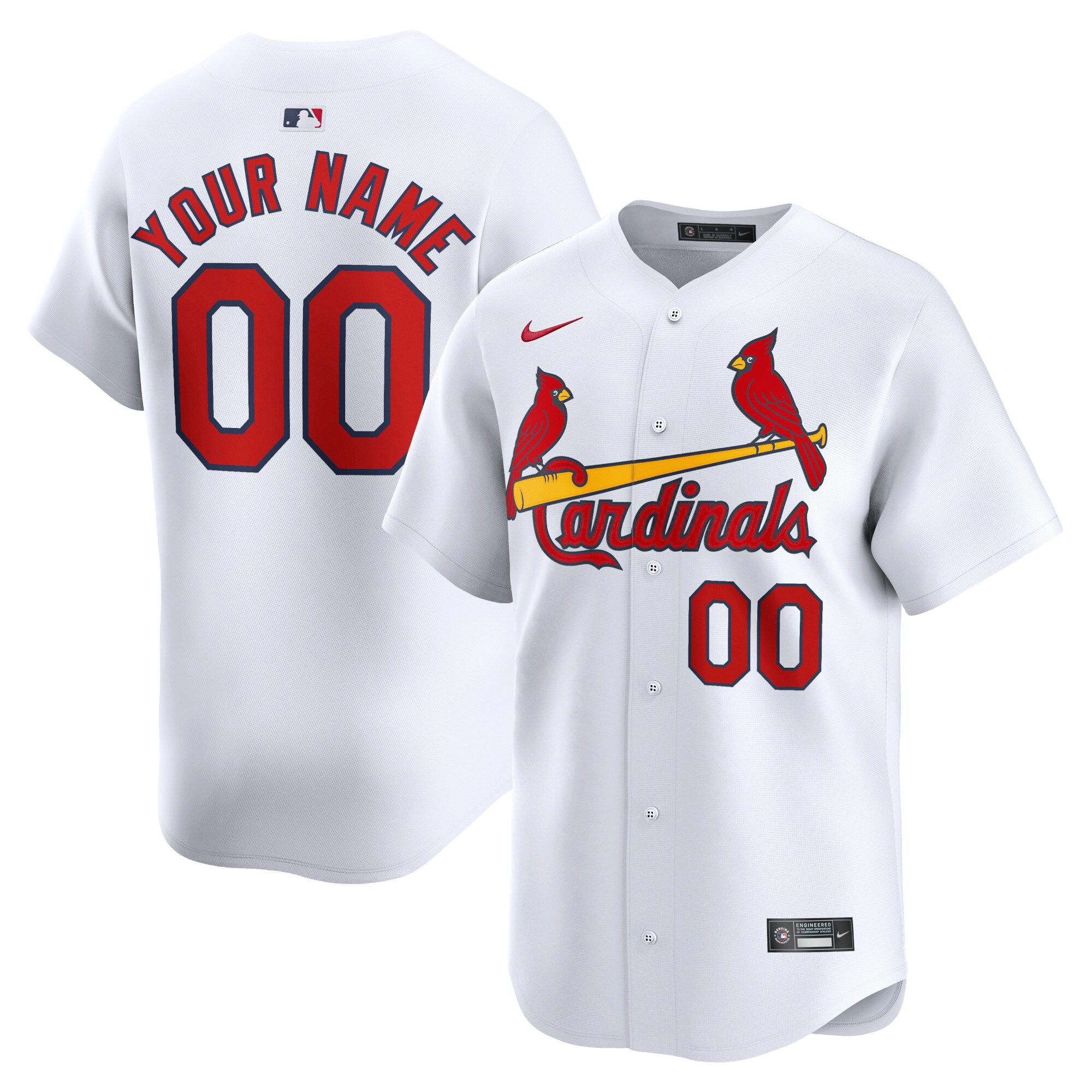 Youth St. Louis Cardinals White Home Limited Custom Jersey