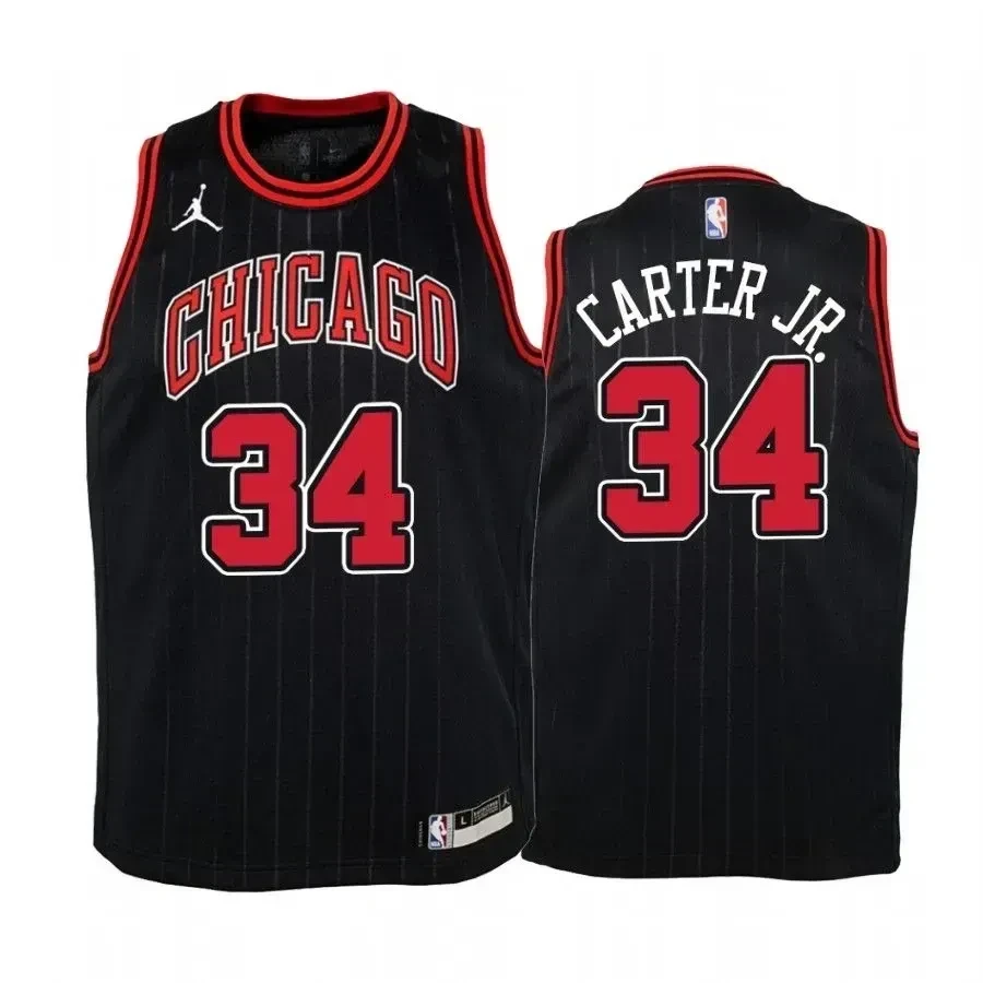 Youth Wendell Carter Jr. Chicago Bulls Black Statet Jersey Jumpman - JS155