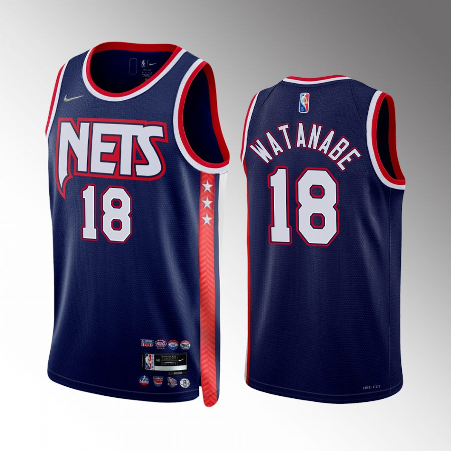 Yuta Watanabe 18 Brooklyn Nets Navy Jersey City Edition 75th Diamond Badge - JS236