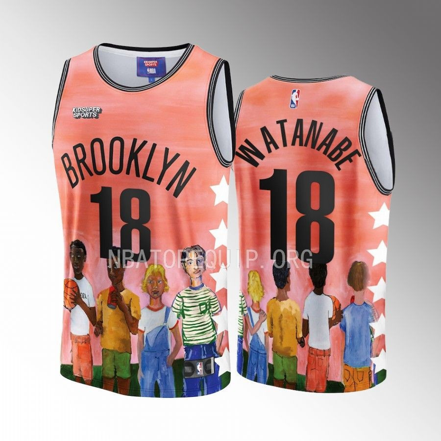 Yuta Watanabe 18 Brooklyn Nets NBA & KidSuper Studios Unisex Hometown Jersey - JS191