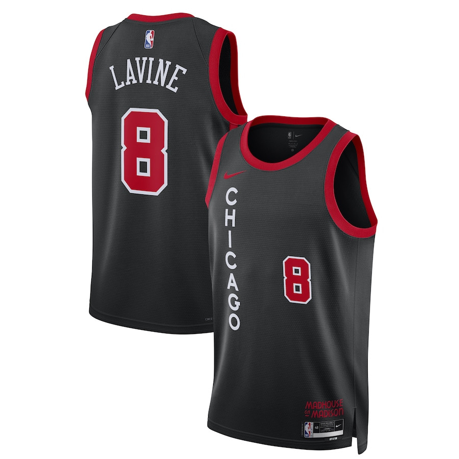 Zach LaVine 8 Chicago Bulls Golden State Warriors 2023/24 Swingman Jersey - City Edition - Unisex Black - JS322