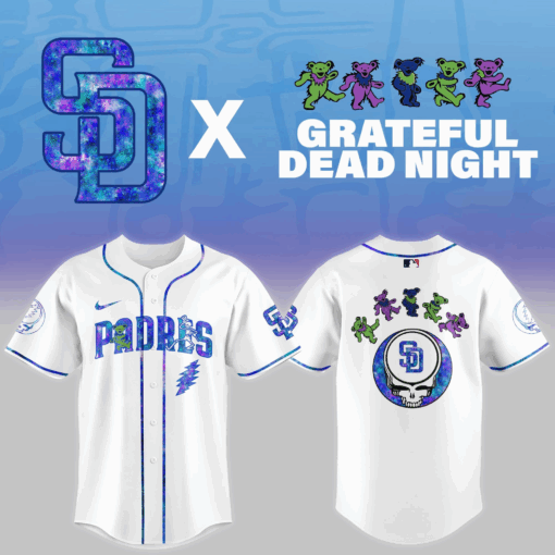 San Diego Padres 2025 Grateful Dead Night Jersey MLB Merch Gifts For Baseball Fans - Image 2