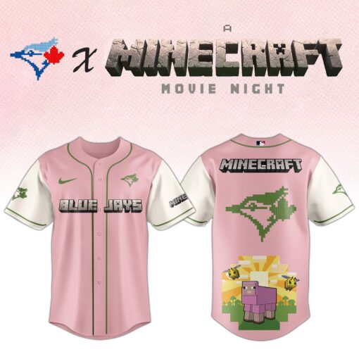 Toronto Blue Jays MLB x A MINECRAFT MOVIE Night Jersey Gifts For Baseball Fans - Image 2