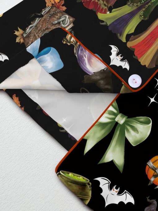 Halloween Pumpkin & Bat Print Satin Pajama Set - Image 7