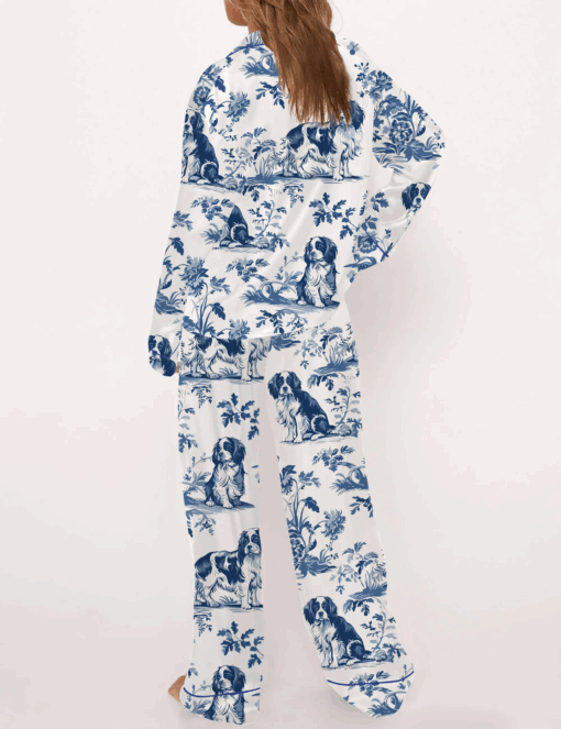 Cavalier King Charles Spaniel Silky Satin Pajama Set For Women - Image 2