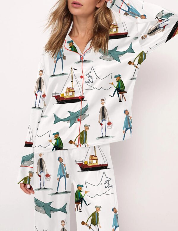Shark Silky Satin Pajama Set For Women - Image 4