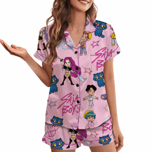 Kpop Demon Hunters Saja Boys Huntrix Satin Pajama Set, Kpop Saja Boys Pajamas - Image 3
