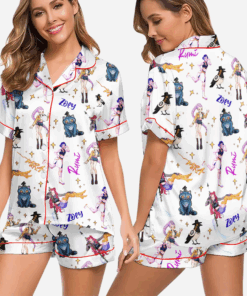Kpop Demon Hunters Satin Pajama Set, Derpy the Tiger And Bird Sleepwear, Kpop Saja Boys Women Pajamas, Kpop Demon Hunter Shirt