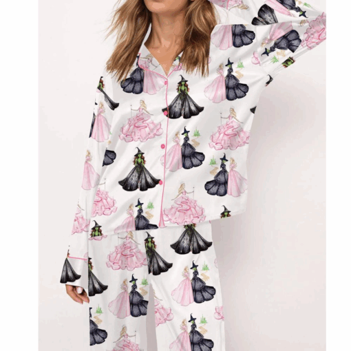 Pink And Green Musical Short Satin Pajamas, Musical Movie Sleep Shorts, Witch and Princess Changed for Good Silky Lounge Shorts