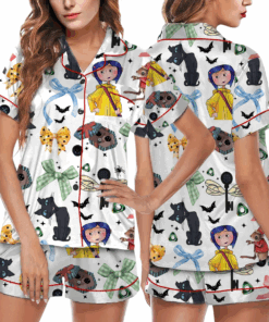Coquette Coraline Satin Pajama Set For Women Print Comfy Satin Sleepwear & Loungewear Pjs