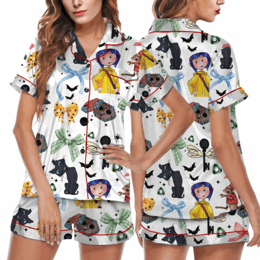 Coquette Coraline Satin Pajama Set For Women Print Comfy Satin Sleepwear & Loungewear Pjs