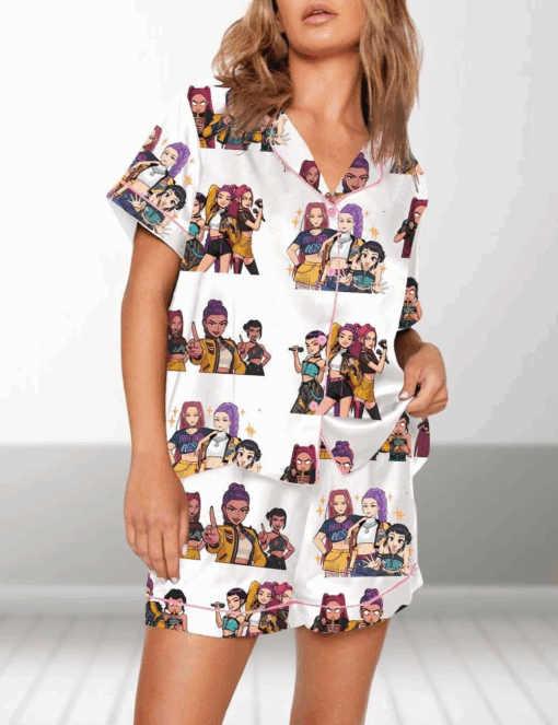Kpop Huntrix Satin Pajamas Set, Kpop Demon Hunters Women Pajama