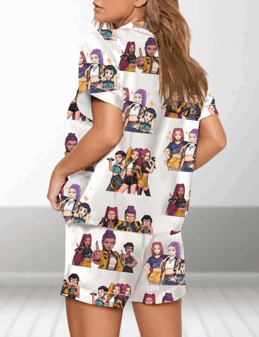 Kpop Huntrix Satin Pajamas Set, Kpop Demon Hunters Women Pajama - Image 4