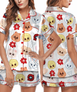 Stray Kid Tour Silky Satin Pajama Set For Women