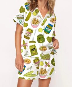 Trendy Watercolor Bows Pajama Set For Women, Print Comfy Satin Sleepwear & Loungewear Pjs